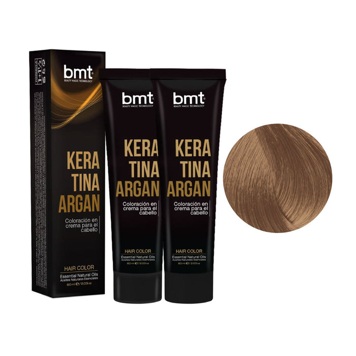 Tintura Permanente BMT COLORACION KERATINA ARGAN 8.01 RUBIO CLARO NATURAL CENIZA