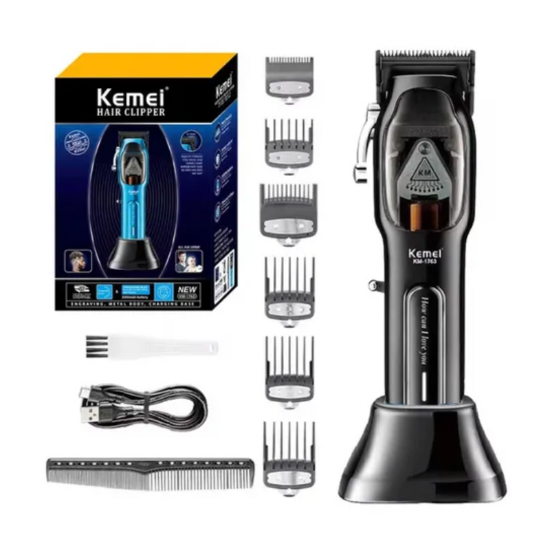 Maquina Cortadora De Pelo KM-1763 9000RPM Con Base De Carga