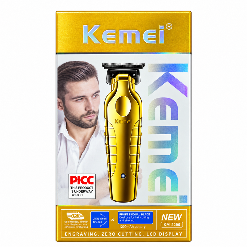 Máquina Trimmer Kemei KM-2299 Dorada para Barbería
