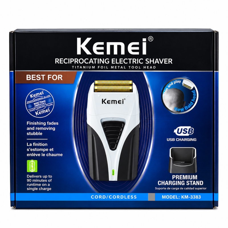 Combo Barbería Kemei S3 KM1386 + KM1385 + Shaver KM3383