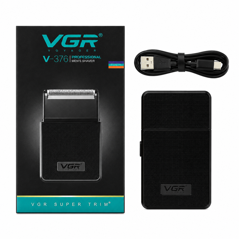 Afeitadora de Viaje Recargable Negra VGR V-376