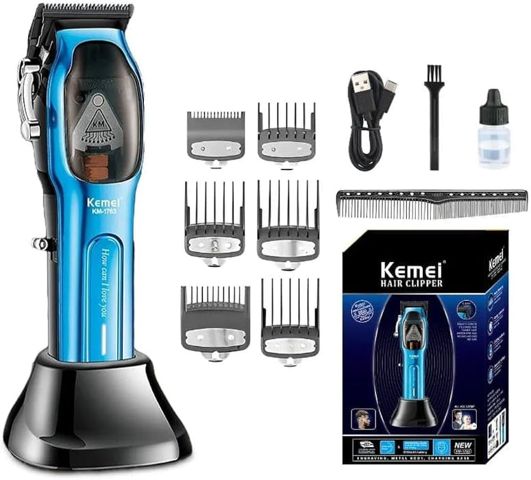 Maquina Cortadora De Pelo KM-1763 9000RPM Con Base De Carga