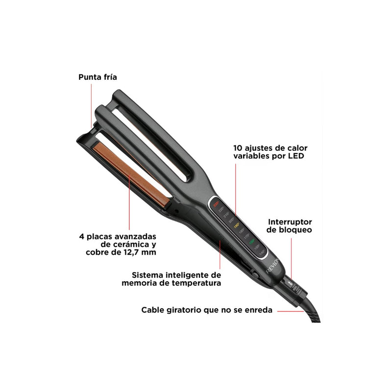 Revlon Plancha de Pelo de Doble placa de Cobre y Cerámica Recta