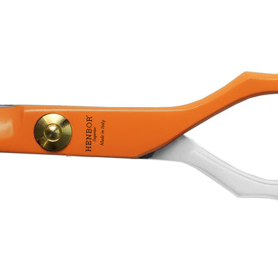 Set Tijeras Henbor Corte y Pulir Blanco Naranja con Porta Navaja Naranja