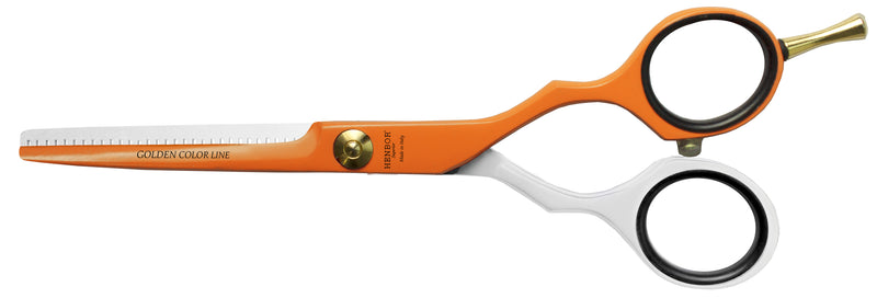 Set Tijeras Henbor Corte y Pulir Blanco Naranja con Porta Navaja Naranja