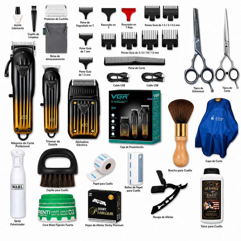Combo Barbería VGR Profesional Todo en Uno – Kit Completo de Inicio