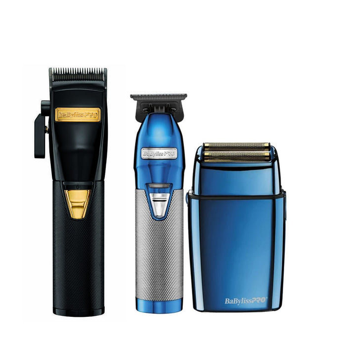 Combo Babyliss Pro Blue Maquina De Cortapelo + Trimmer + Shaver