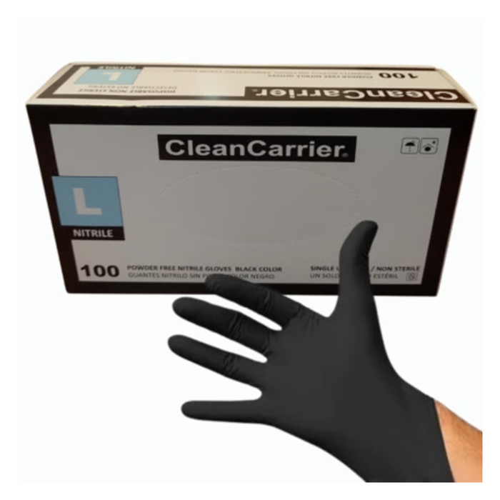 Guantes De Nitrilo Negro Clean Carrier 100un Talla L
