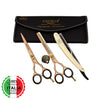 Set Tijeras Henbor Corte y Pulir Cobre Blanco con Porta Navaja Blanca
