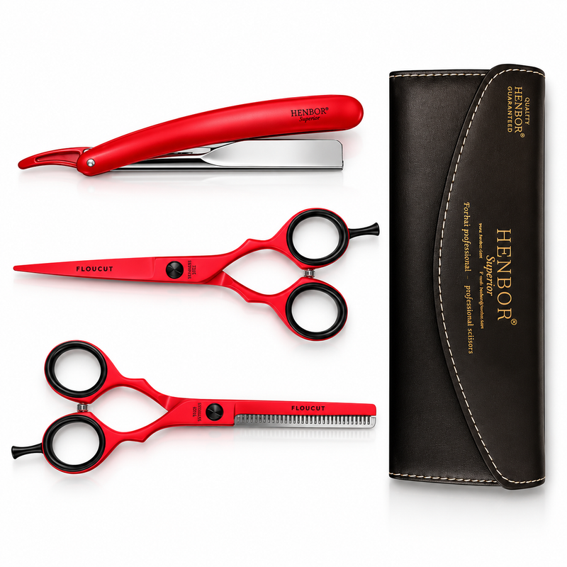 Set Henbor Tijeras Microdentada con Navaja y Estuche
