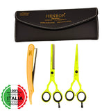 Kit Tijera Henbor Italiana Microdentada Y Esculpidora Neon 6"