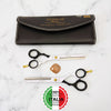 Set Tijeras Henbor Corte y Pulir Blanco Negro con Porta Navaja Negra