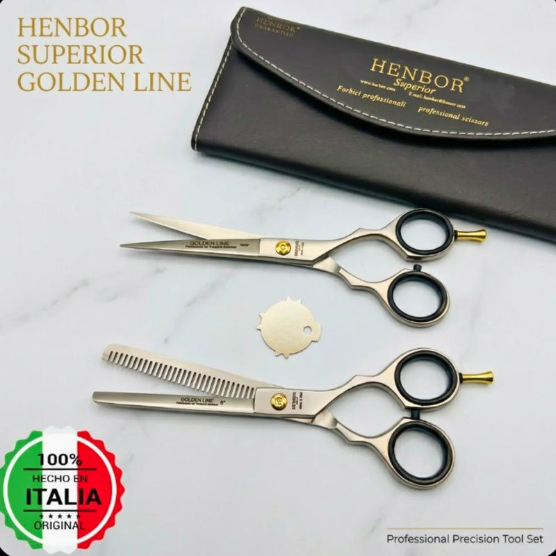 Kit Tijera Henbor Italiana Microdentada Y Esculpidora Mate 6"
