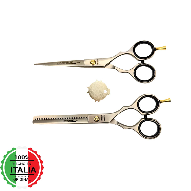 Kit Tijera Henbor Italiana Microdentada Y Esculpidora Mate 6"