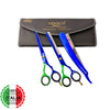 Set Tijeras Henbor Corte y Pulir Azul Verde con Porta Navaja Azul