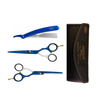 Set Tijeras Henbor Corte y Pulir Azul Blanco con Porta Navaja Azul