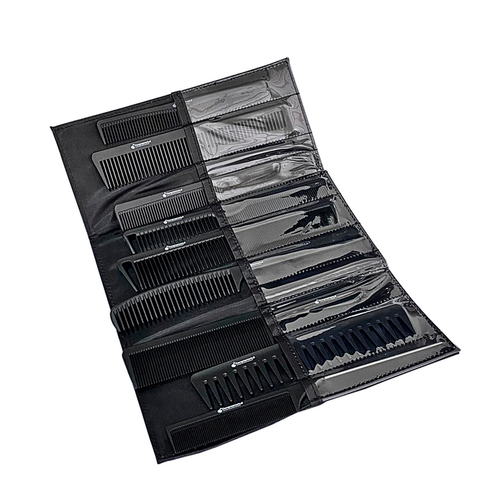 Set de Peinetas 9 pcs Carbon Professional Para Pelquieria CON Estuche