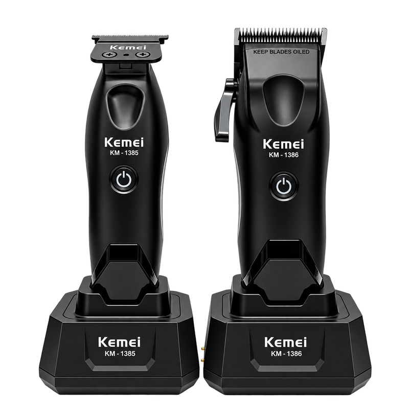 Combo Barbería Kemei KM-1386 Cortadora + KM-1385 Trimmer