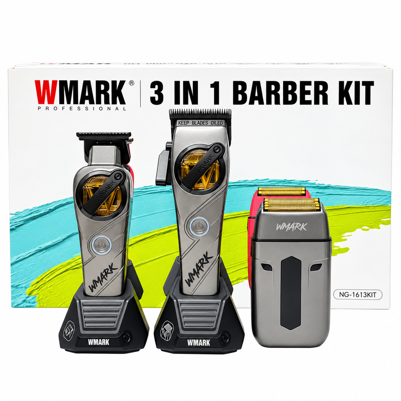Kit Barbería WMARK NG-1613 3 en 1 Gris Profesional