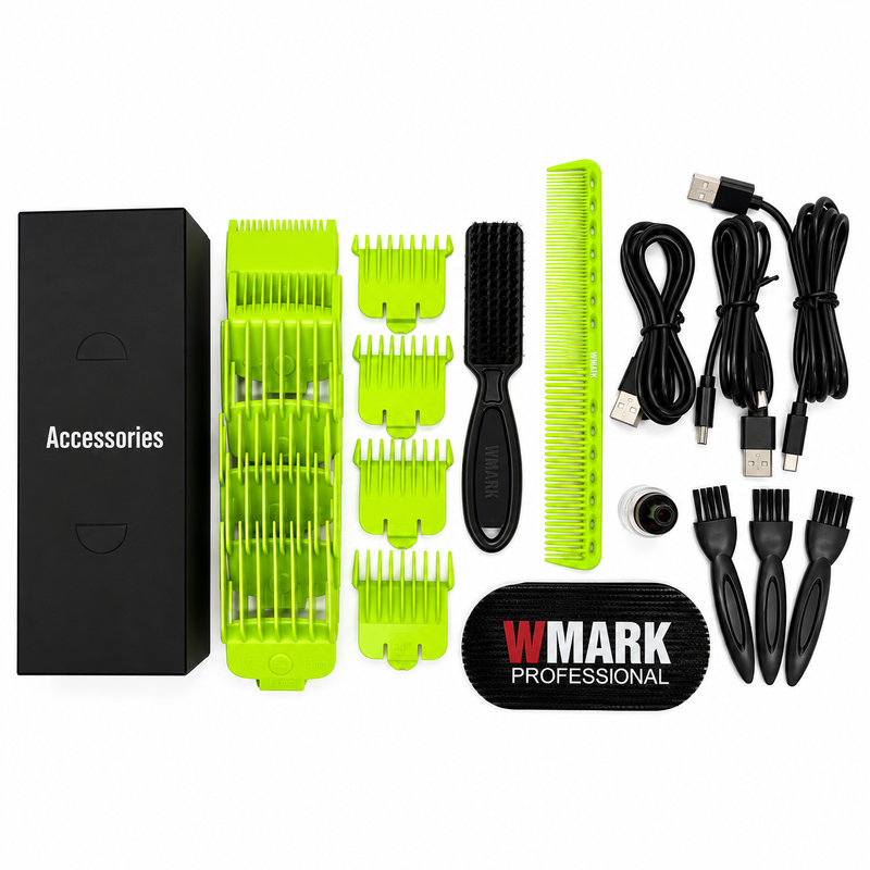 Kit de Barbería WMARK NG-1613 3 en 1 Verde Neón Profesional