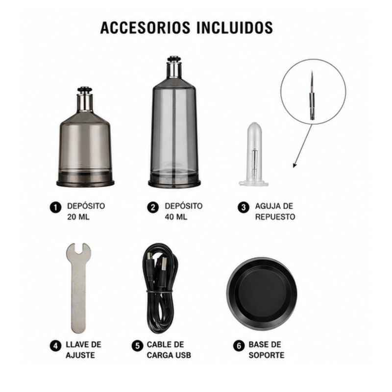 Aerógrafo Profesional WMARK NG-AB001 Inalámbrico Dorado