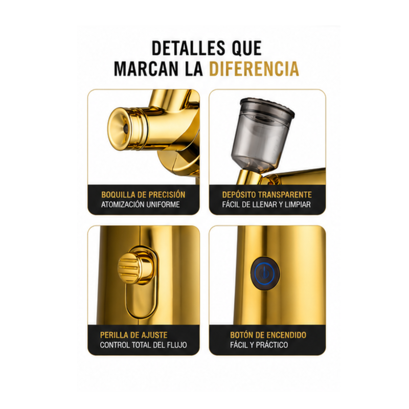 Aerógrafo Profesional WMARK NG-AB001 Inalámbrico Dorado
