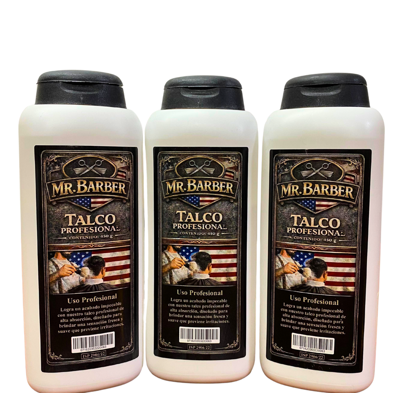 Talco Perfumado MR. BARBER 450g Para Caballero