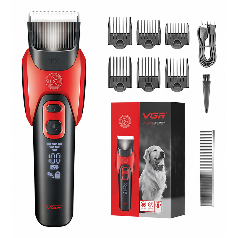 Cortadora Profesional para Mascotas VGR V-208 Rojo Metálico
