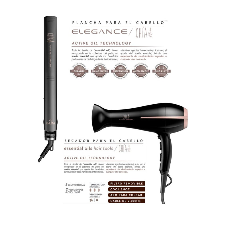Combo Alisador de Pelo Elegance Chía + Secador de Pelo Chía