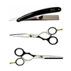 Set Tijeras Henbor Corte y Pulir Blanco Negro con Porta Navaja Negra