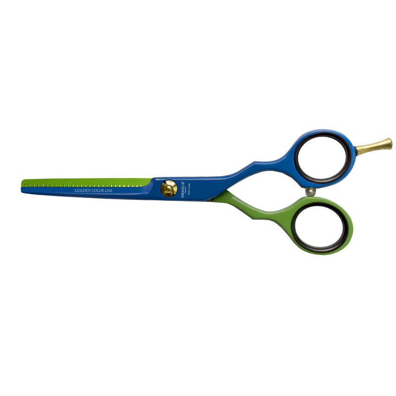 Set Tijeras Henbor Corte y Pulir Azul Verde con Porta Navaja Azul