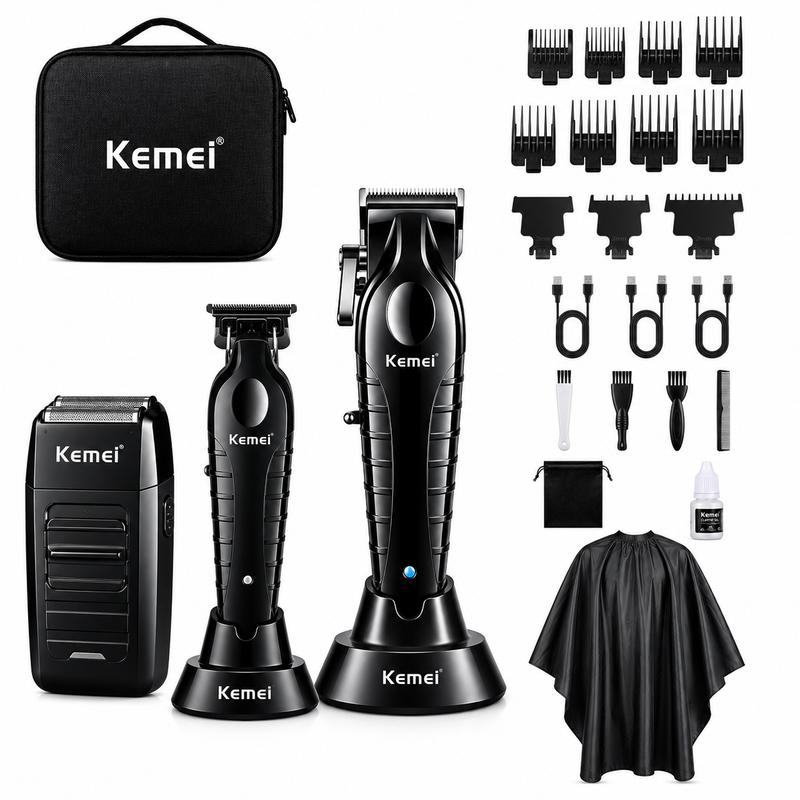 Combo Kemei S9 KM2296 + KM2299 + KM1102 Estuche Profesional