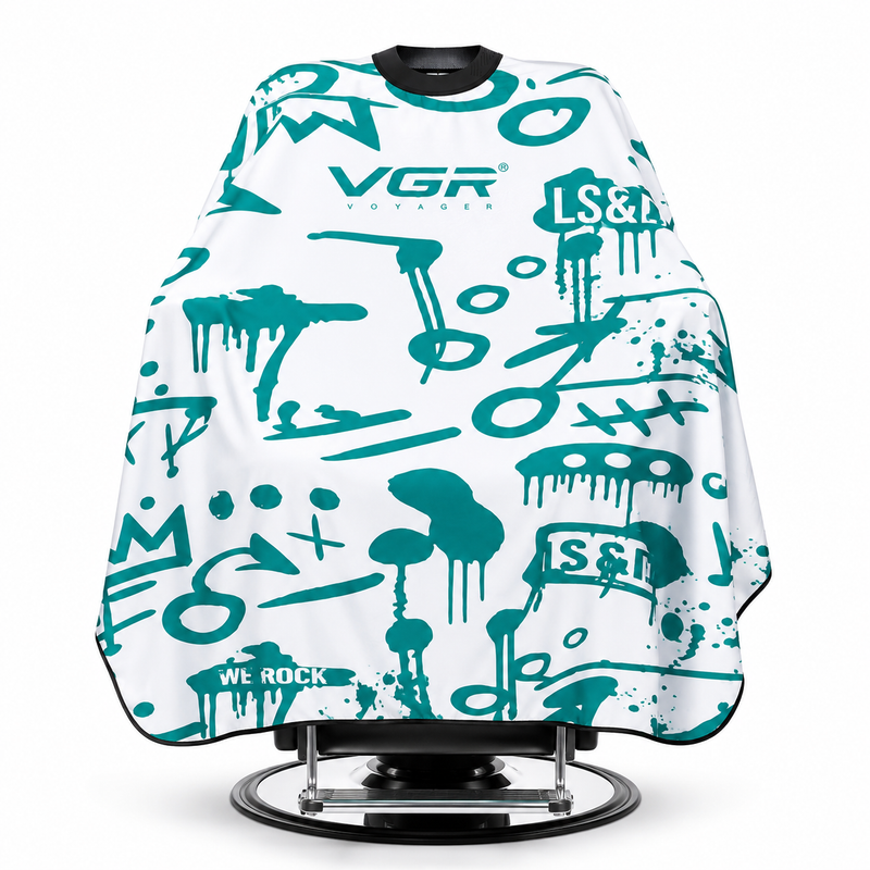 Capa de Barbería VGR Blanca con Cuello de Goma Antipelusa.