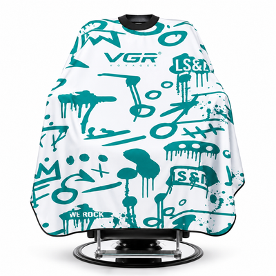 Capa de Barbería VGR Blanca con Cuello de Goma Antipelusa.