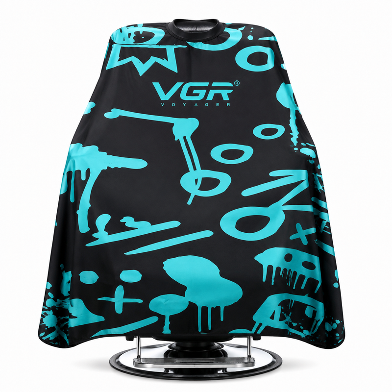 Capa Barbería VGR Negra con Cuello de Goma Ajustable