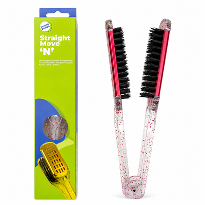 Cepillo Alisador Térmico Cerámico Plegable Glitter Rosado