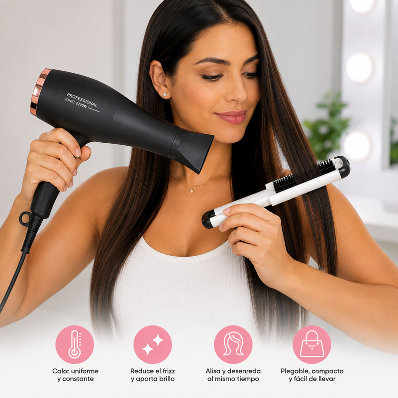 Cepillo Alisador Térmico Cerámico Plegable Straight N Move Blanco