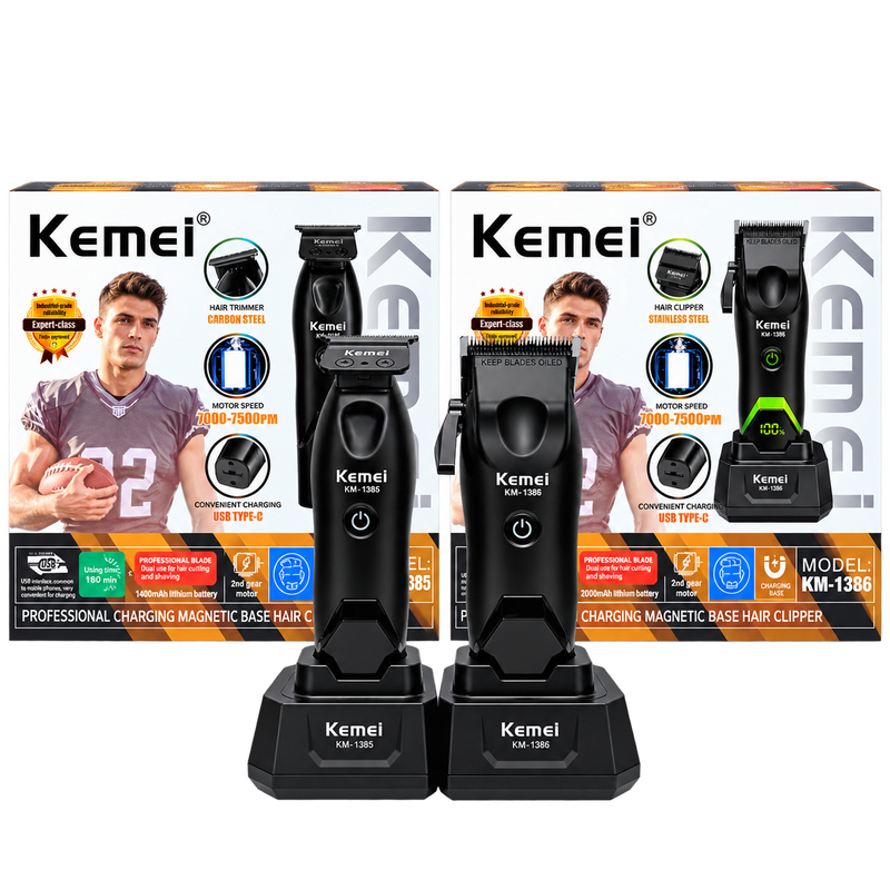 Combo Barbería Kemei KM-1386 Cortadora + KM-1385 Trimmer