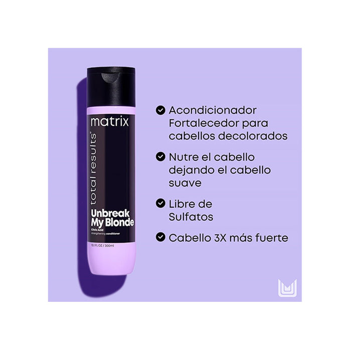 Acondicionador Cabello Rubio Decolorado Sin Sulfatos Unbreak My Blonde 300 ml