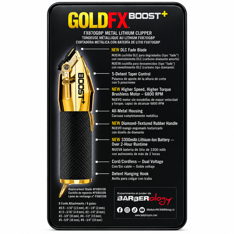 Máquina Cortapelo BaBylissPRO GoldFX Boost+ Dorada