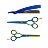 Set Tijeras Henbor Corte y Pulir Azul Verde con Porta Navaja Azul