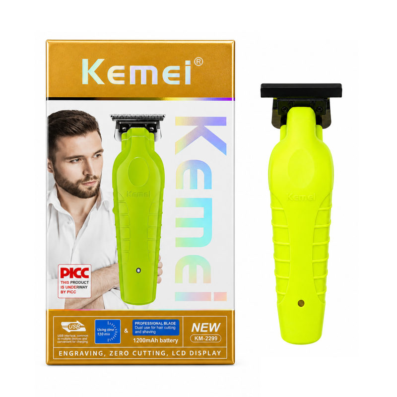 Kemei Trimmer KM-2299 Verde Neón Recargable USB