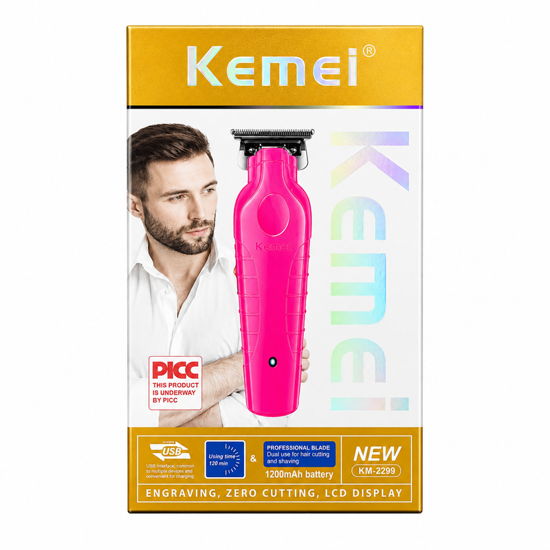 Kemei KM-2299 Trimmer Profesional Rosado Recargable USB