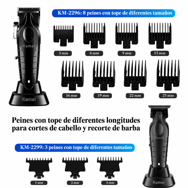 Combo Kemei S9 KM2296 + KM2299 + KM1102 Estuche Profesional