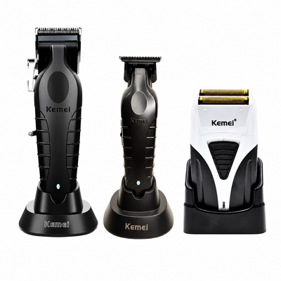 Combo Kemei KM-2296 + KM-2299 + KM-3383 con Base de Carga