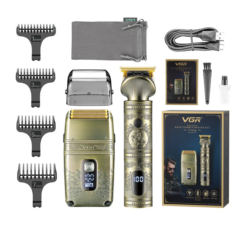 Combo VGR Máquina Patillera y Afeitadora Inalámbrica  V-649