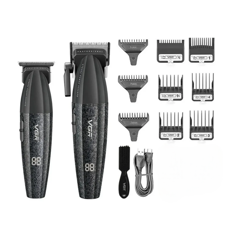 Barber Combo VGR V640 Cortapelo,Patillera y Afeitadora Negro