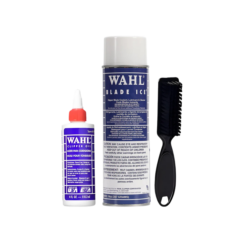 Wahl Pack Limpieza Maquina Spray Enfriador + Aceite + Cepillo Fade