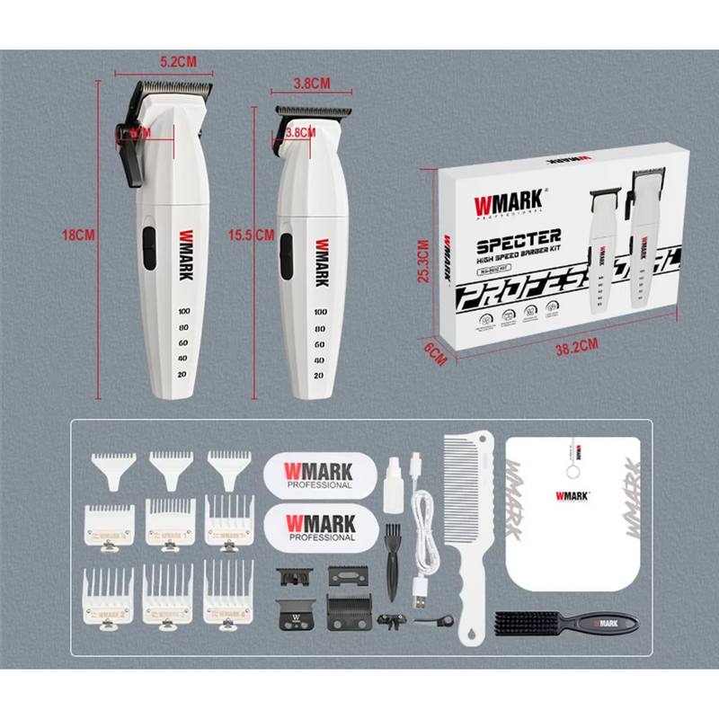 Barber Combo NG8632 Wmark CortaPelo + Patillera 9000 Rpm