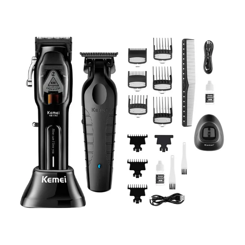 Kemei Barber Combo Clipper KM-1763 Black + Trimmer KM-2299